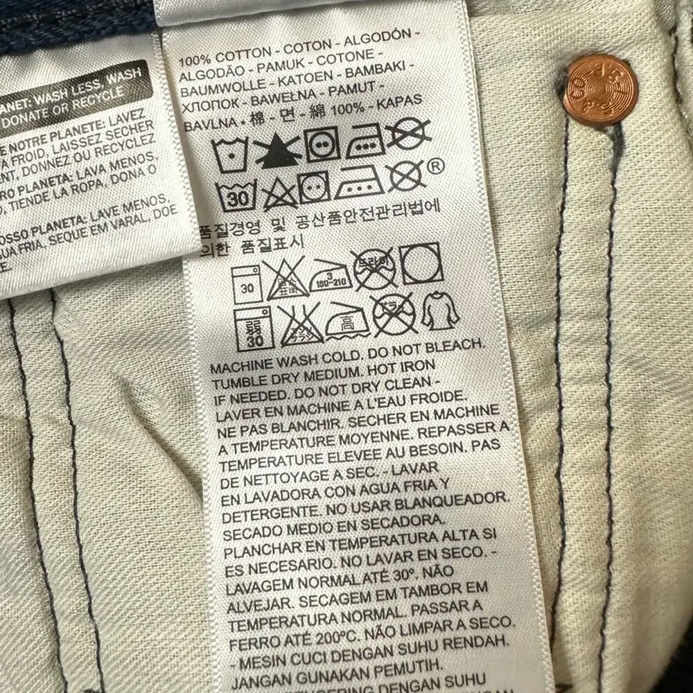 Levi's 501 Navy Blue Button Fly Denim Jeans Size 33 X 32